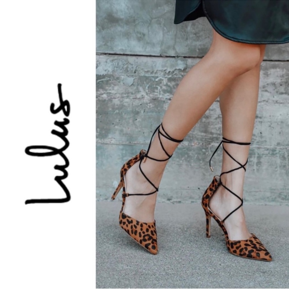 NIB Lulu’s Leopard Print and Black Suede Lace-Up Heels - 6.5